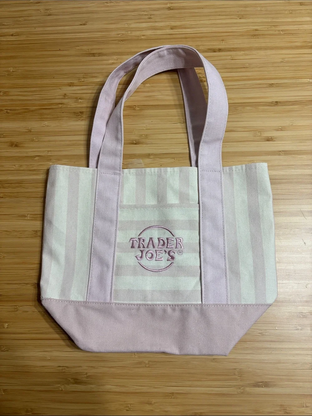 Trader Joe's Pink Striped Tote + Colorful Market Canvas & Blue Lunch Cooler Set